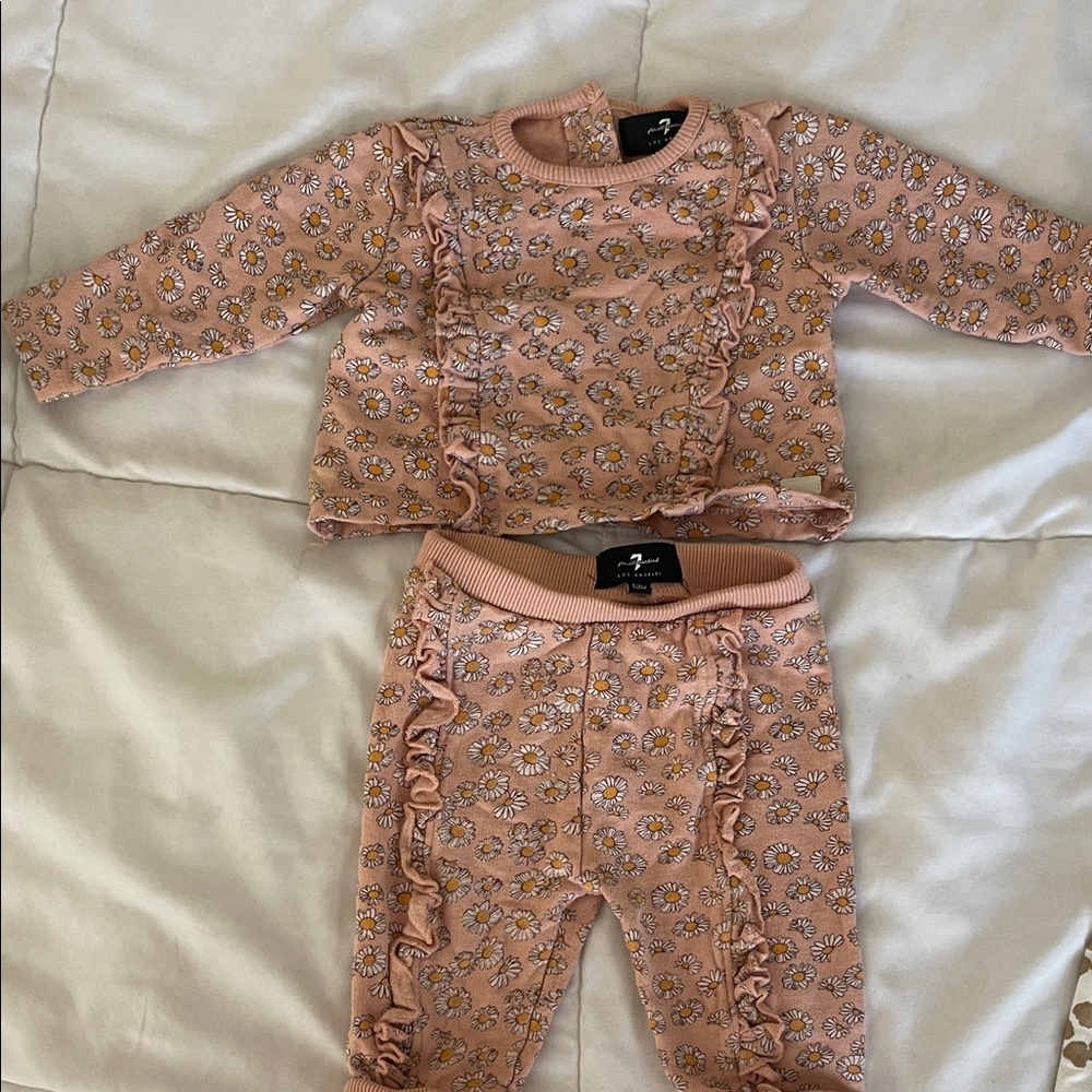 7 For All Mankind Pink Floral Baby Set New